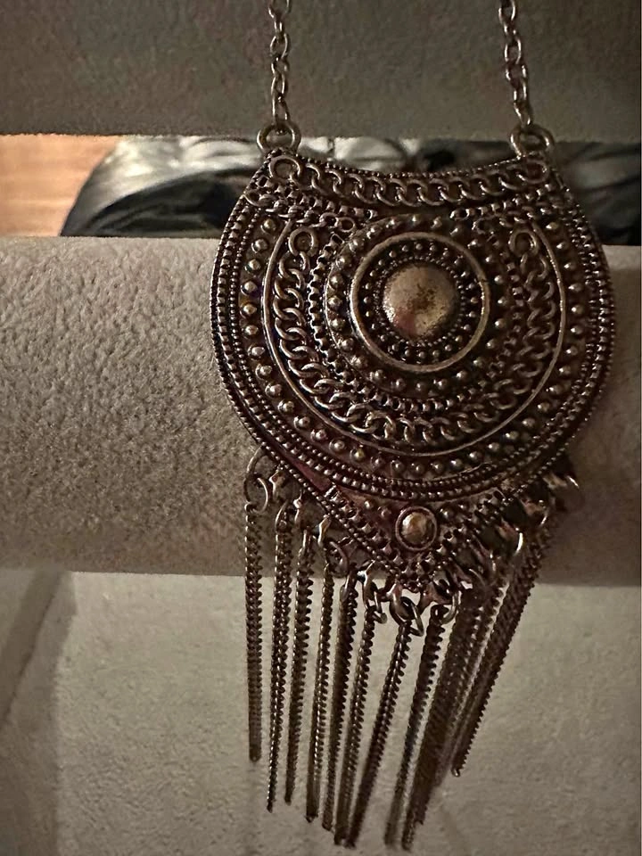 Boho style long statement necklace