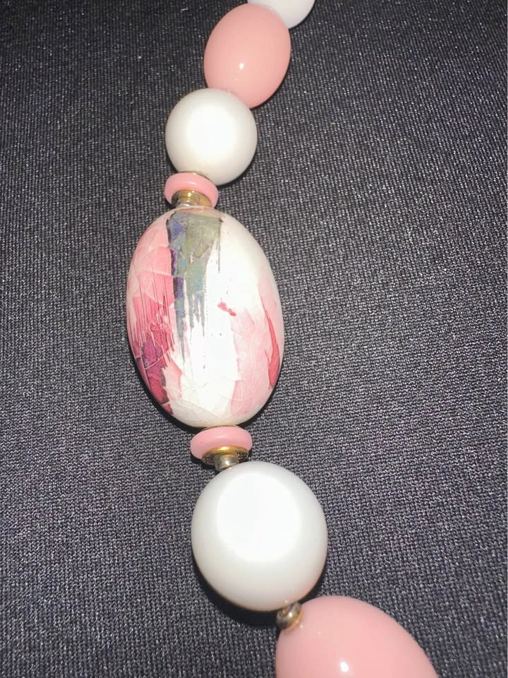 Vintage Japan Floral Ceramic Medallion Necklace - photo 3