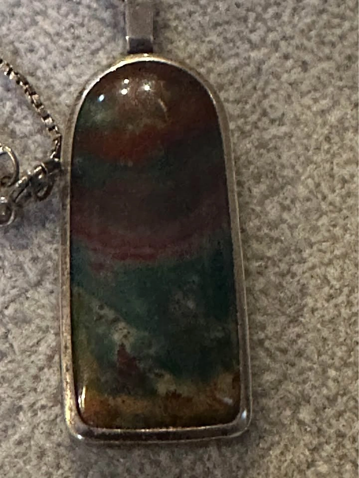 Indonesian Jasper Cabochon Necklace - Red, Blue, Orange, Green - photo 3