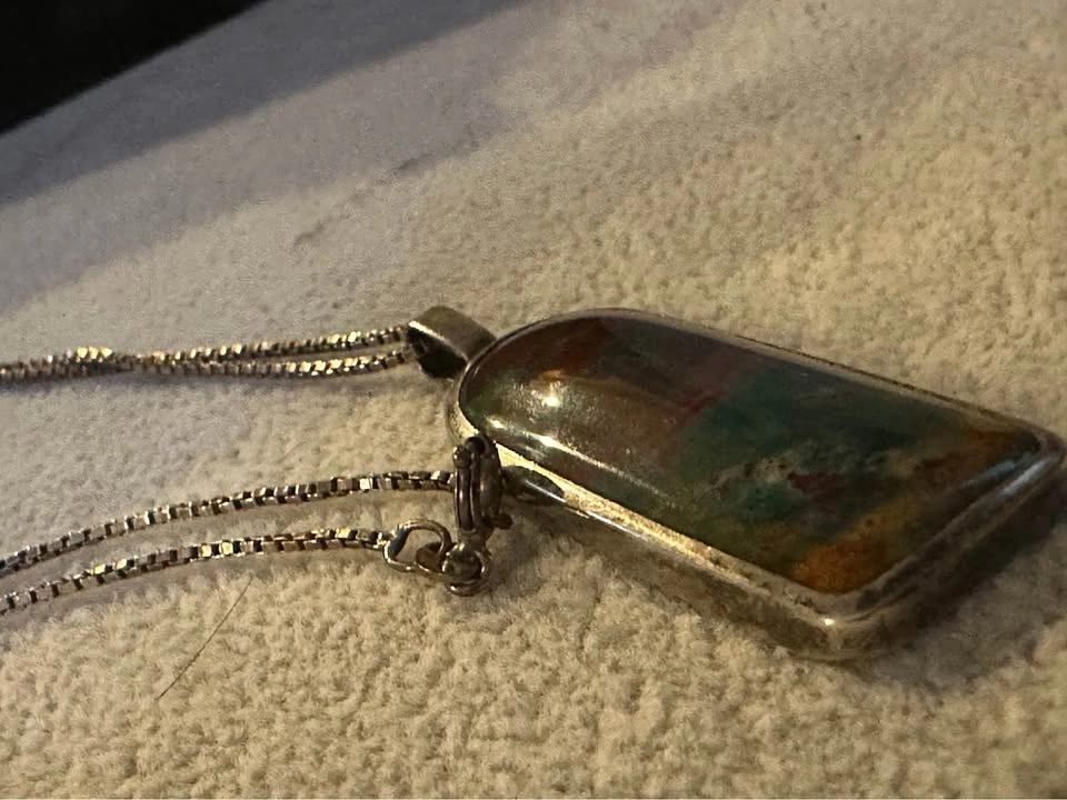 Indonesian Jasper Cabochon Necklace - Red, Blue, Orange, Green - photo 5