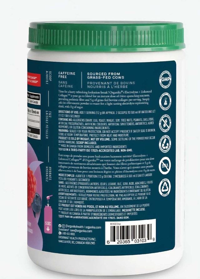 Organika Electrolytes + Enhanced Collagen Wild Berry 360g - photo 4