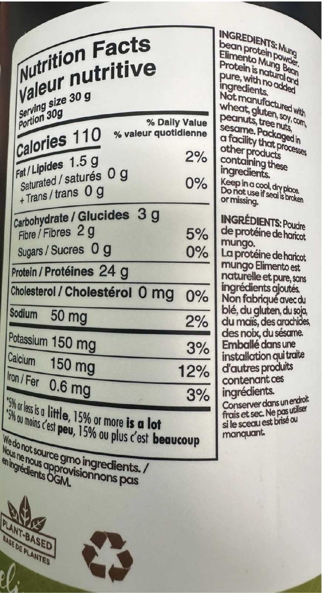 Elimento Mung Bean Protein Powder (Unflavoured) – 400g - photo 2