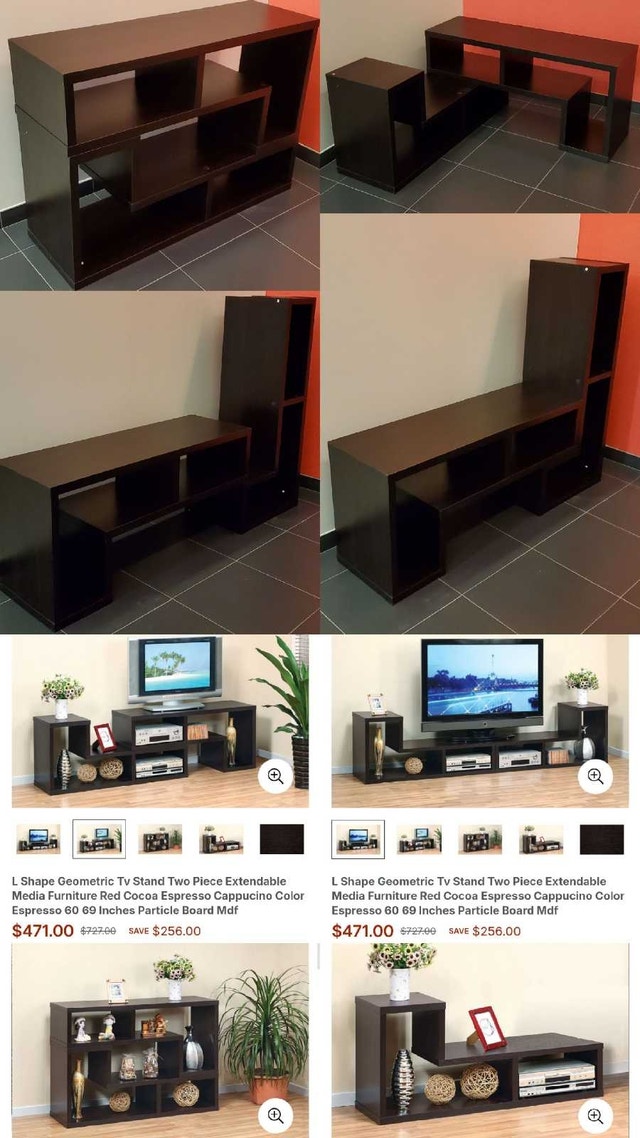 ✴️ TV Stand L Shape Geometric Extendable Adjustable 60 69in - photo 3