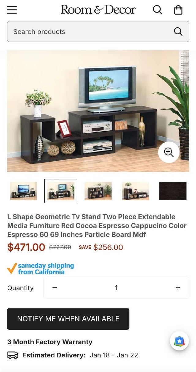 ✴️ TV Stand L Shape Geometric Extendable Adjustable 60 69in - photo 4