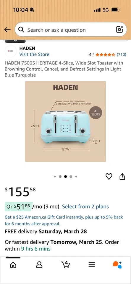 Haden Heritage 4-Slice Toaster Light Blue Turquoise. Wide slot - photo 2