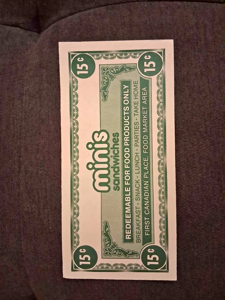 Vintage Voucher for Minis sandwiches at the First Canadian Place