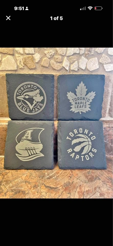 Custom Slate Rock Coasters - 4x4 - Any Logo/Team/Name
