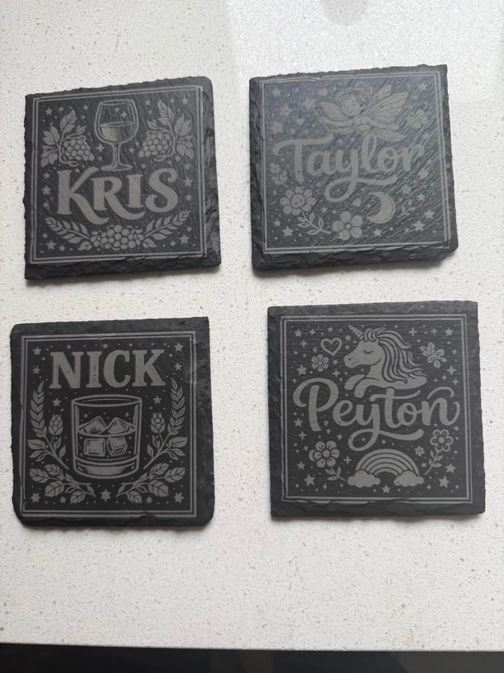Custom Slate Rock Coasters - 4x4 - Any Logo/Team/Name - photo 2
