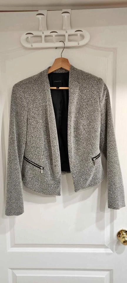 DYNAMITE Grey Tweed Cropped Blazer Jacket P/S