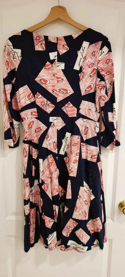 Unique Navy Pink Designer Dress, Size Small - photo 2