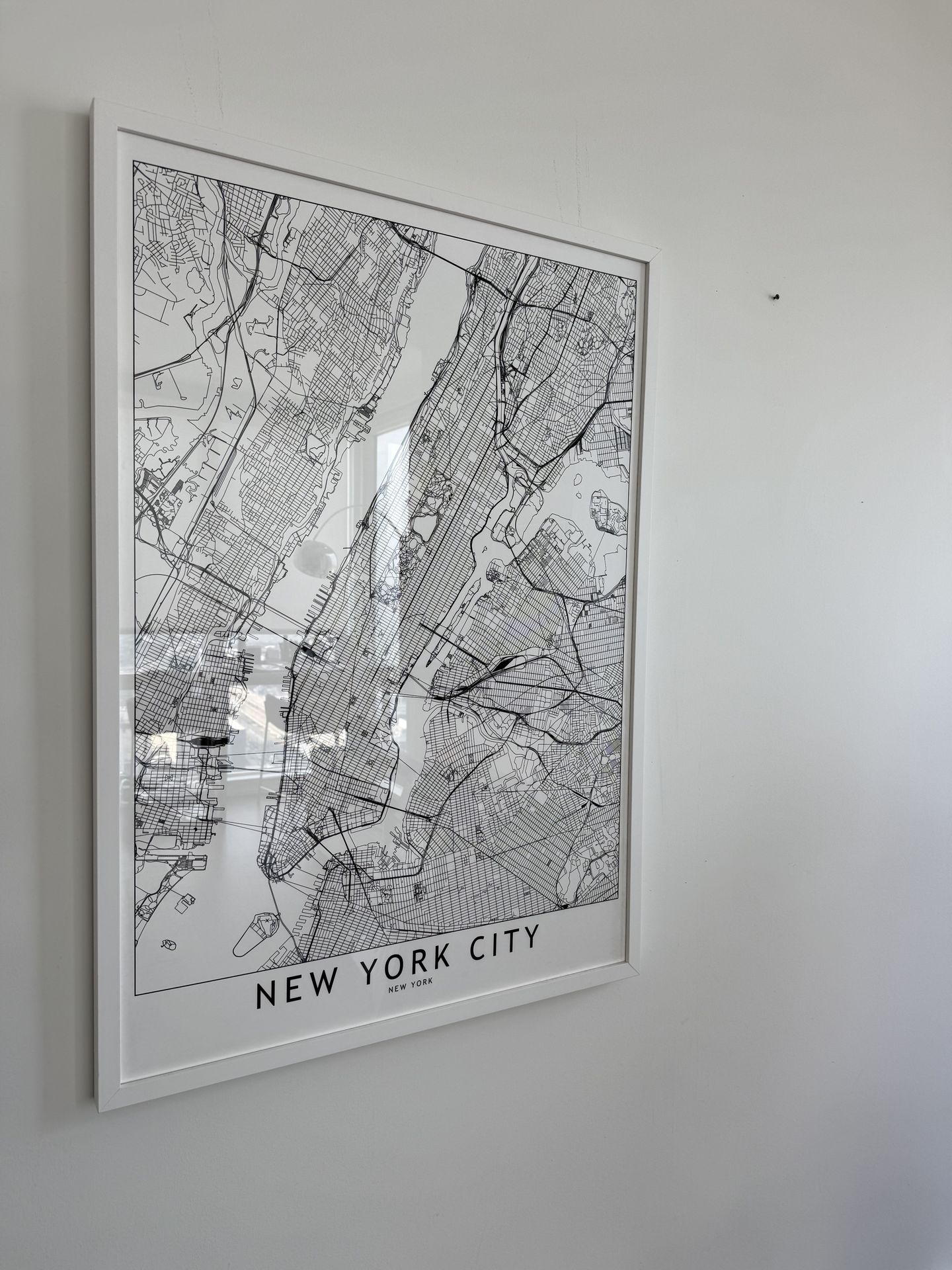 Framed B&W NYC City Map Art Print - XL modern wall art - photo 2