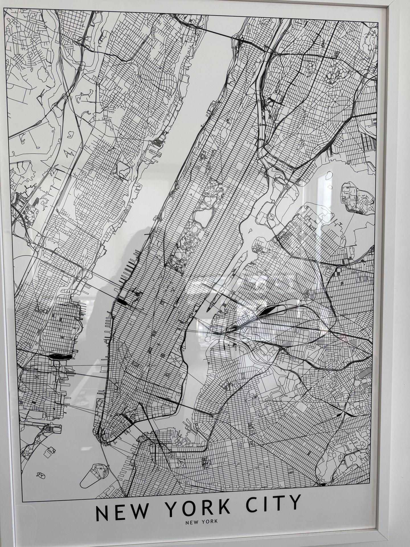 Framed B&W NYC City Map Art Print - XL modern wall art - photo 4