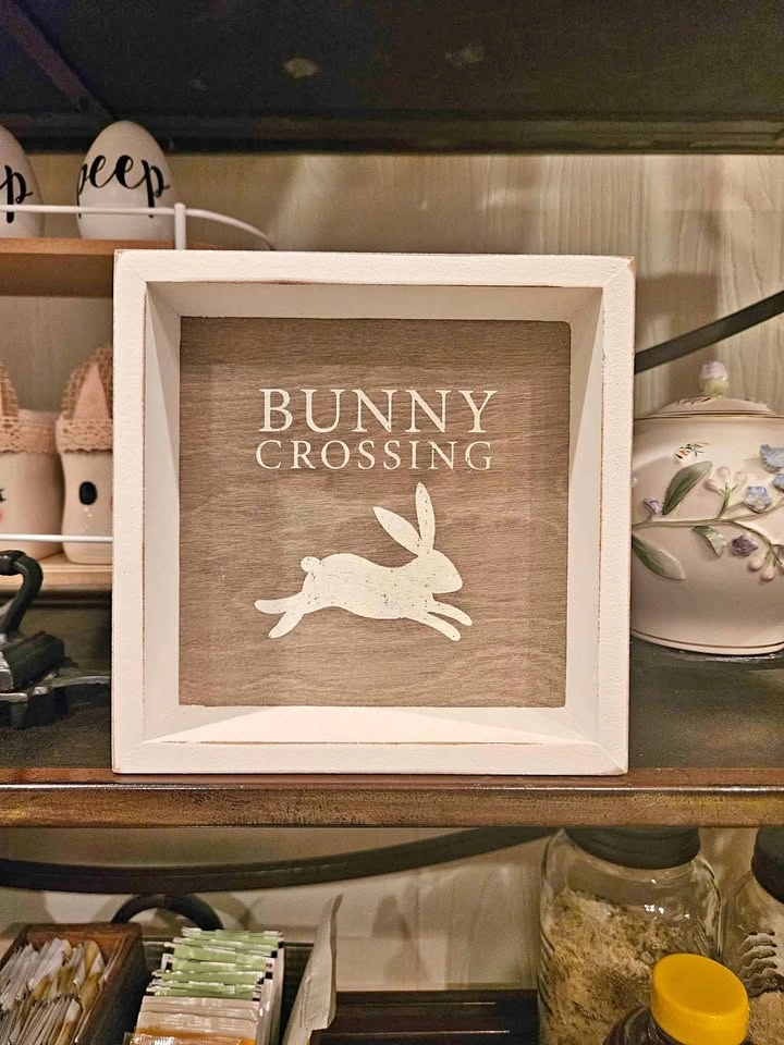 Bunny Crossing Shelf Sitter Wall Decor