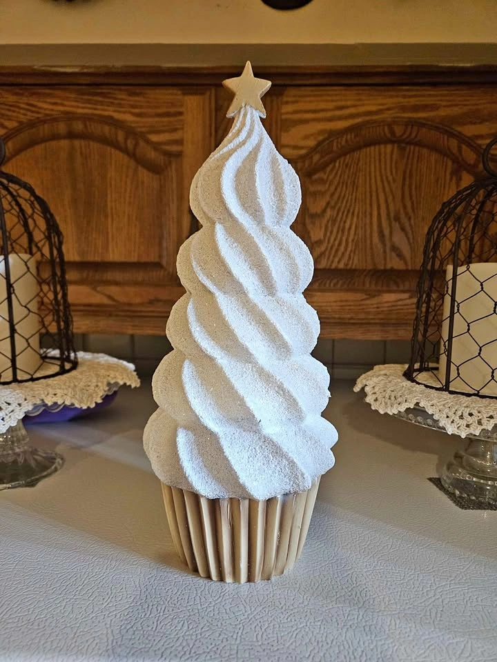 Cupcake Christmas Winter Tree Table Decor