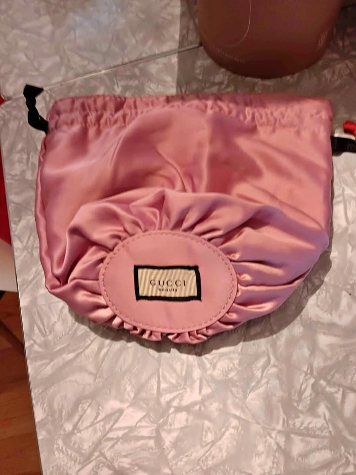 Gucci Beauty Pink Satin Drawstring Bag & Assorted Bags