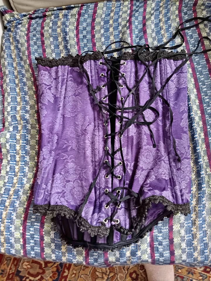 Vintage Corset Purple Floral Lace-Up Corset S/P