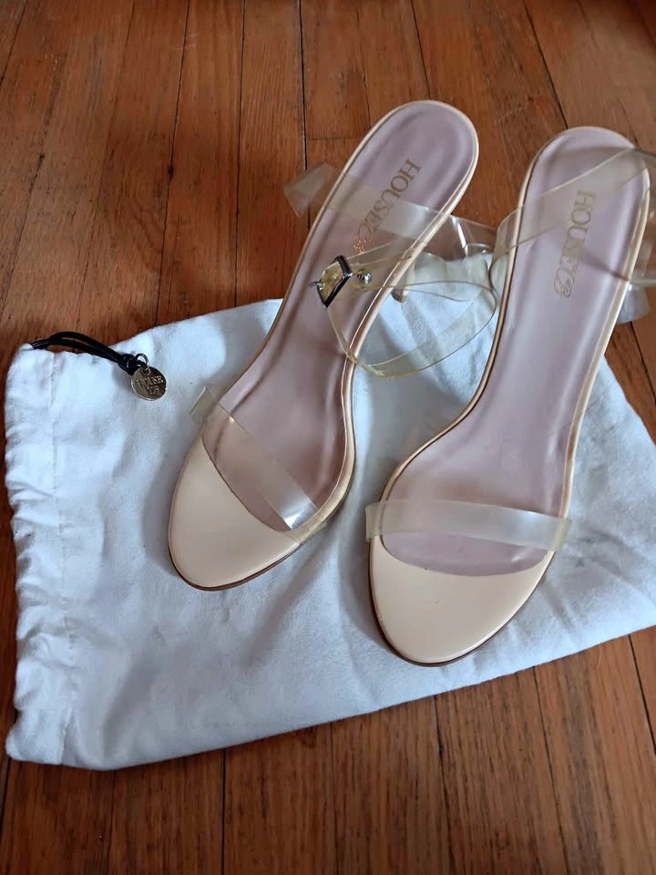 HOUSE OF CB Nude Clear Heels Size 39, size 8