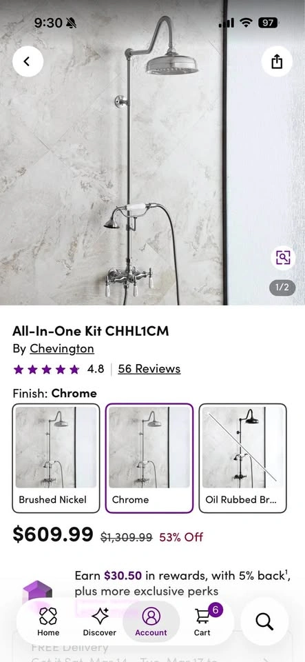 Vintage Porcelain Design Shower System - New