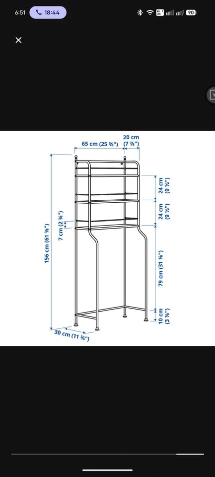 Black Metal Over Toilet Storage Shelf Rack from Ikea - photo 4