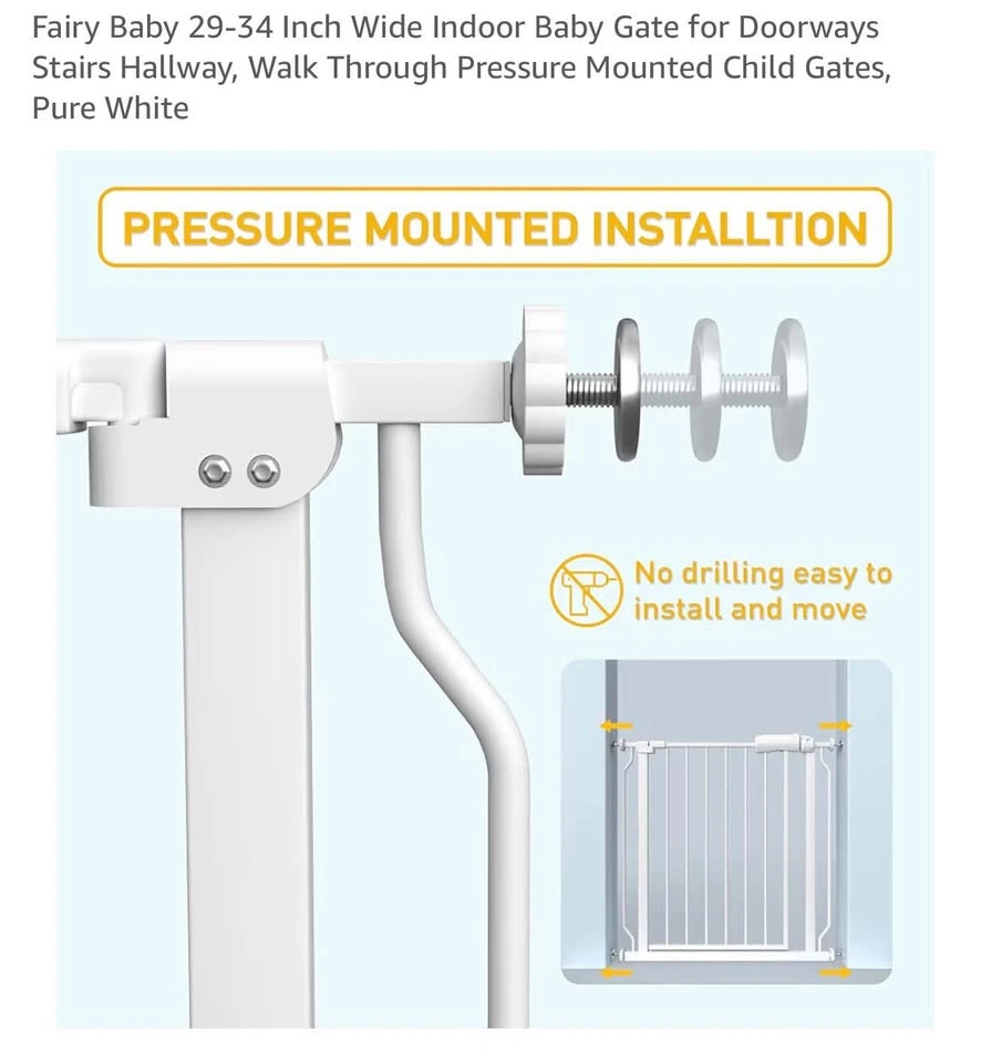 White Baby/Pet Safety Gate (Adjusting knobs/screws not included) - photo 3