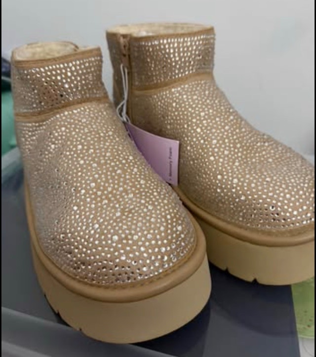 Women's Platform Booties (Beige) - Size 9