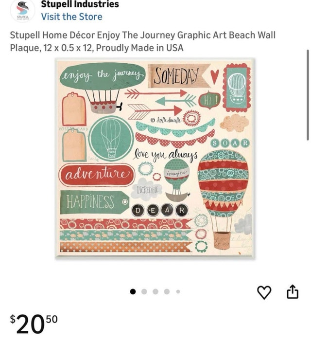 Enjoy The Journey Graphic Art Beach Wall Plaque, 12"