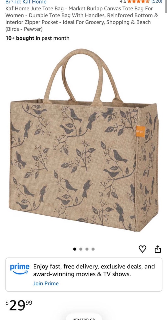 Kaf Home Jute Tote Bag