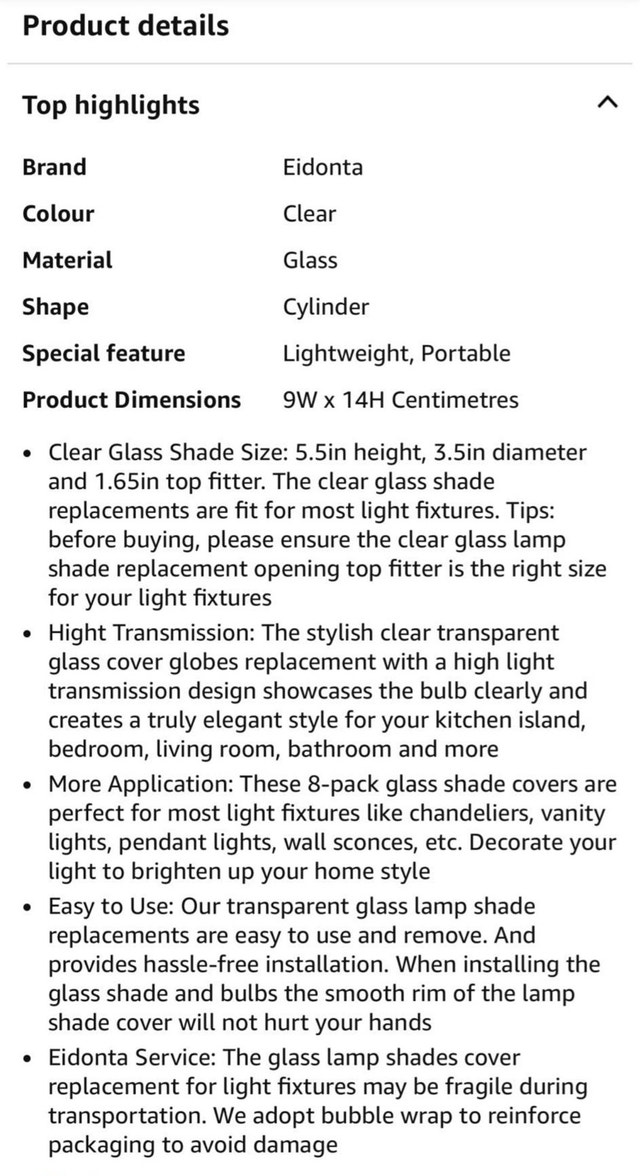 Clear Glass Shade Replacement – Perfect for Chandelier/lamp - photo 2