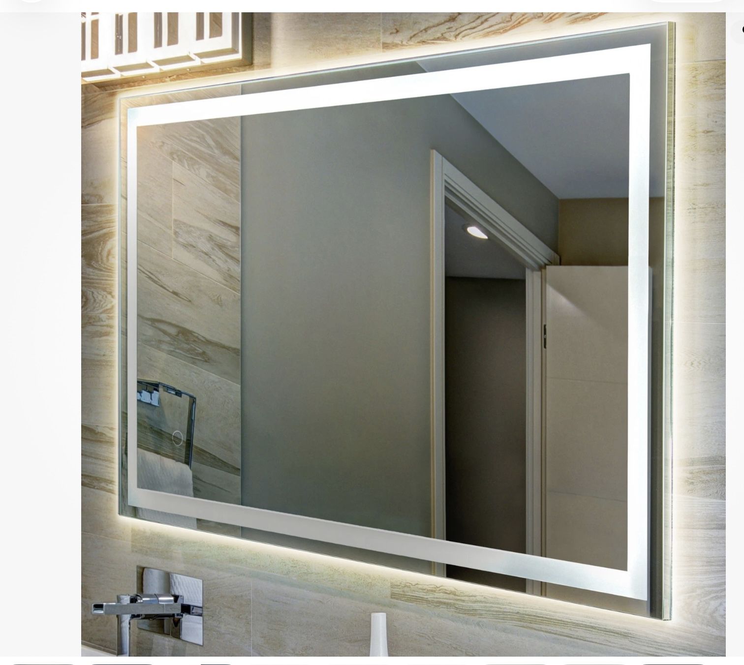 JONATHAN Y 36" W x 48" H Frameless Antifog Bathroom Mirror