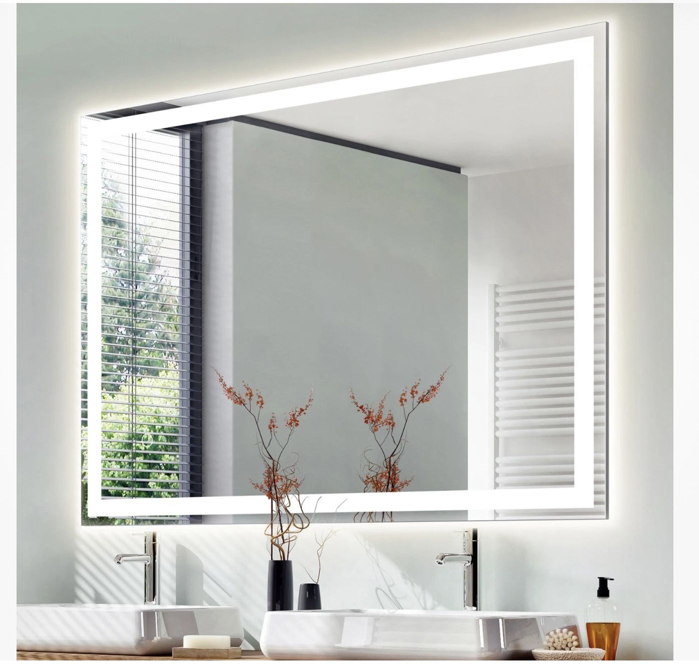 JONATHAN Y 36" W x 48" H Frameless Antifog Bathroom Mirror - photo 2