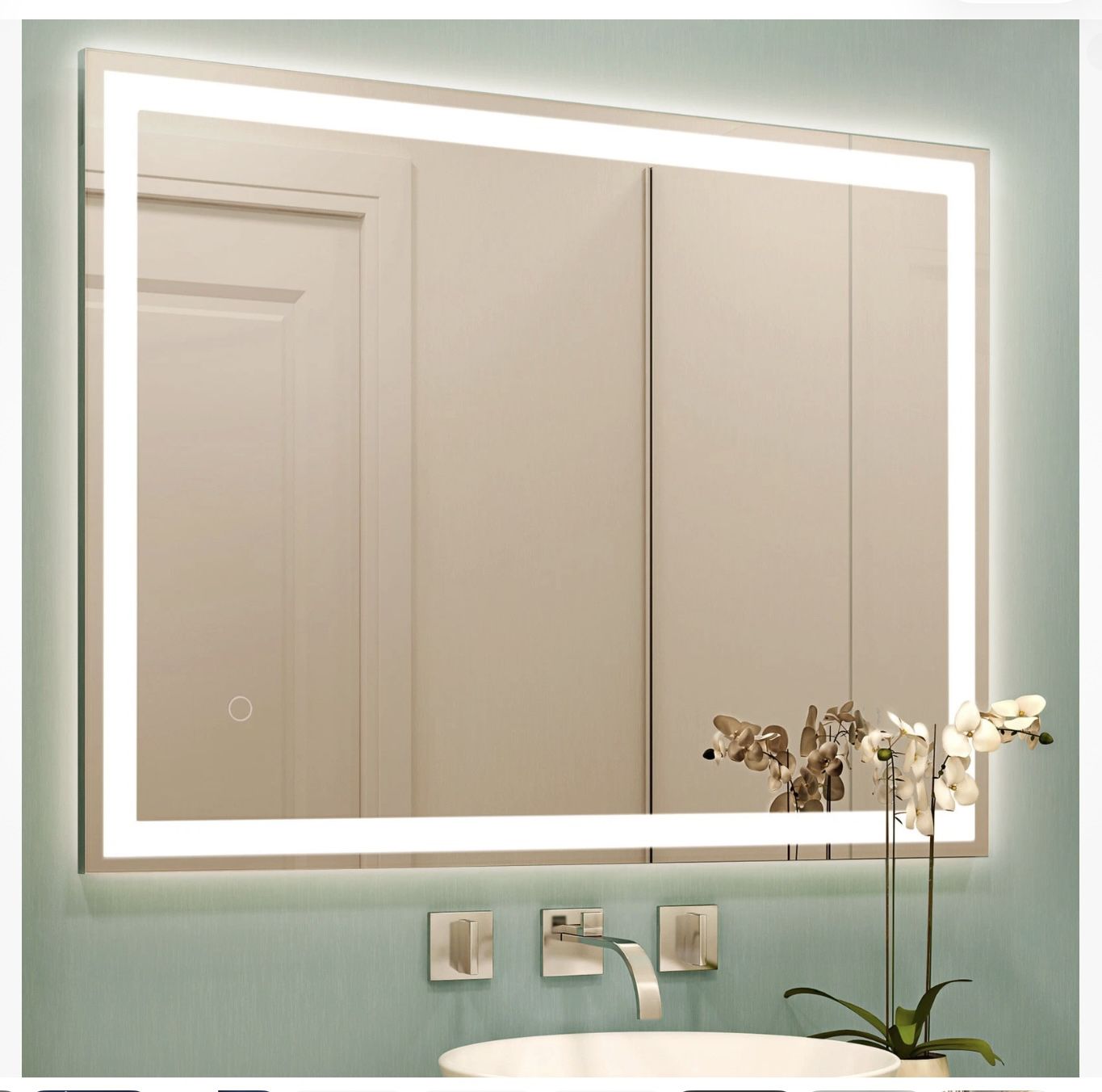 JONATHAN Y 36" W x 48" H Frameless Antifog Bathroom Mirror - photo 3