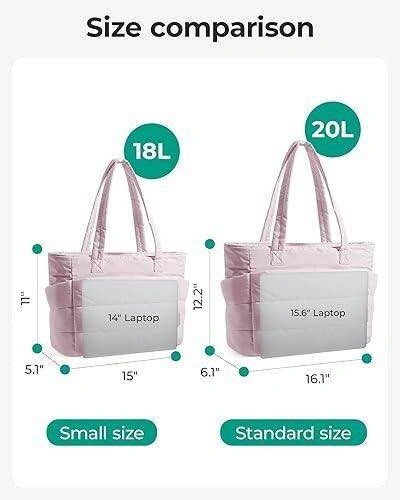 Pink Puffy Tote Bag Lightweight Quilted Standard Size - photo 2
