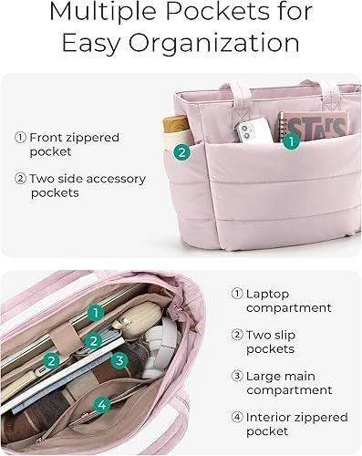 Pink Puffy Tote Bag Lightweight Quilted Standard Size - photo 5