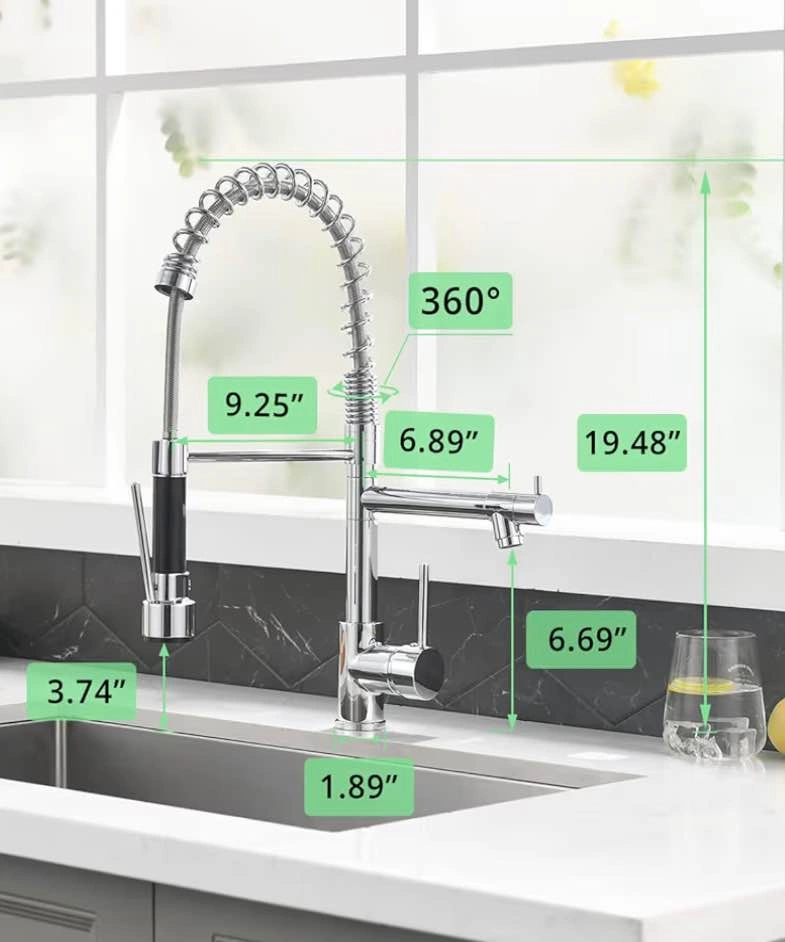 Kitchen Sink Faucet with Pull Down, Stainless Steel Single Handl - photo 2