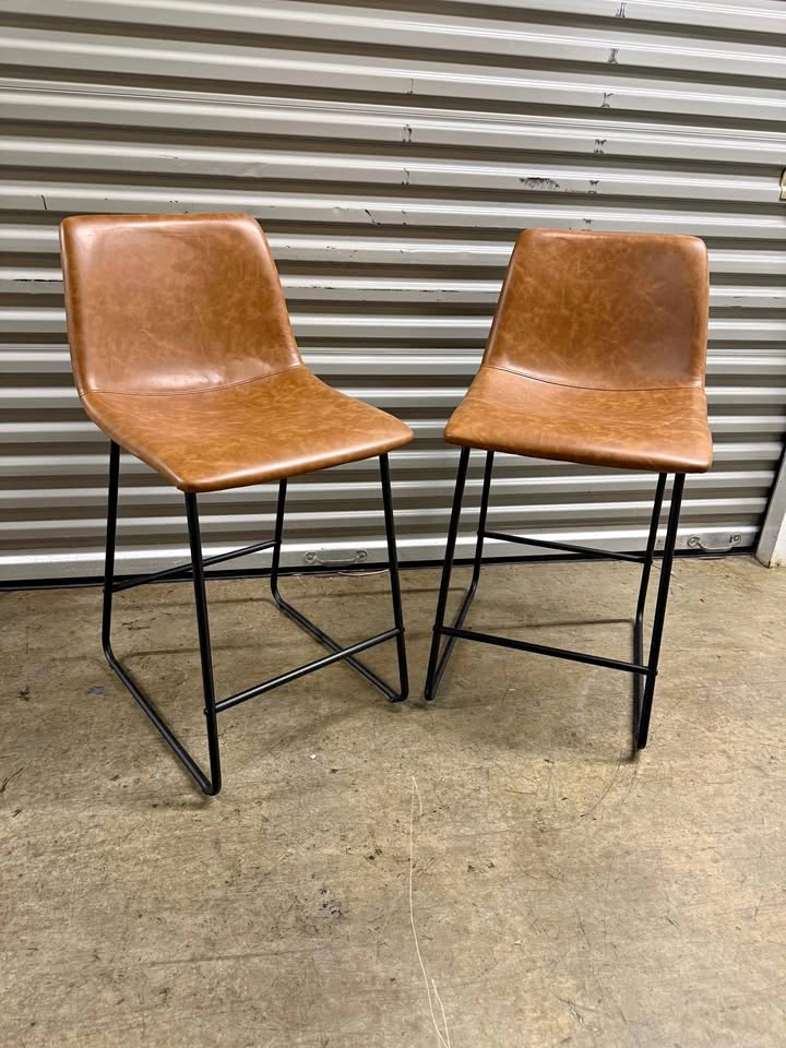 Faux Leather Counter Stools Set