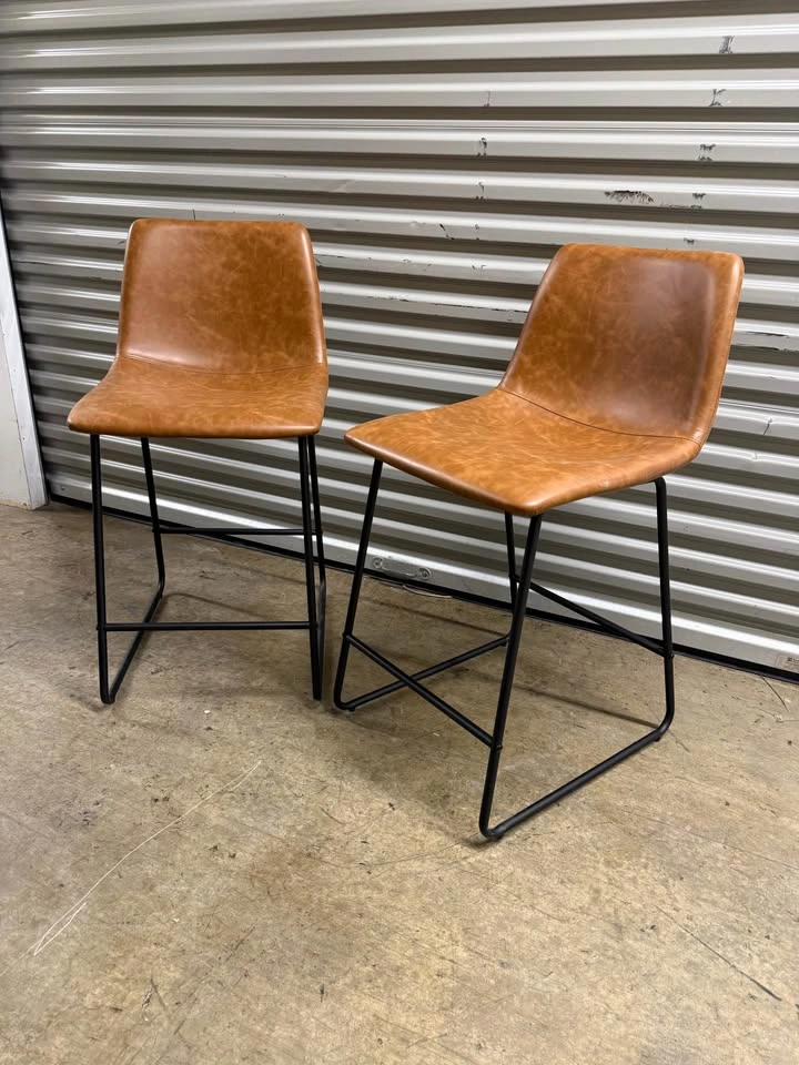 Faux Leather Counter Stools Set - photo 2