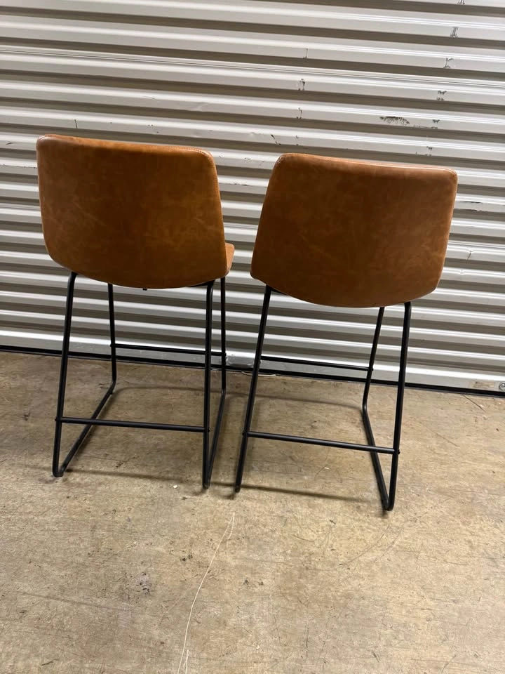 Faux Leather Counter Stools Set - photo 3