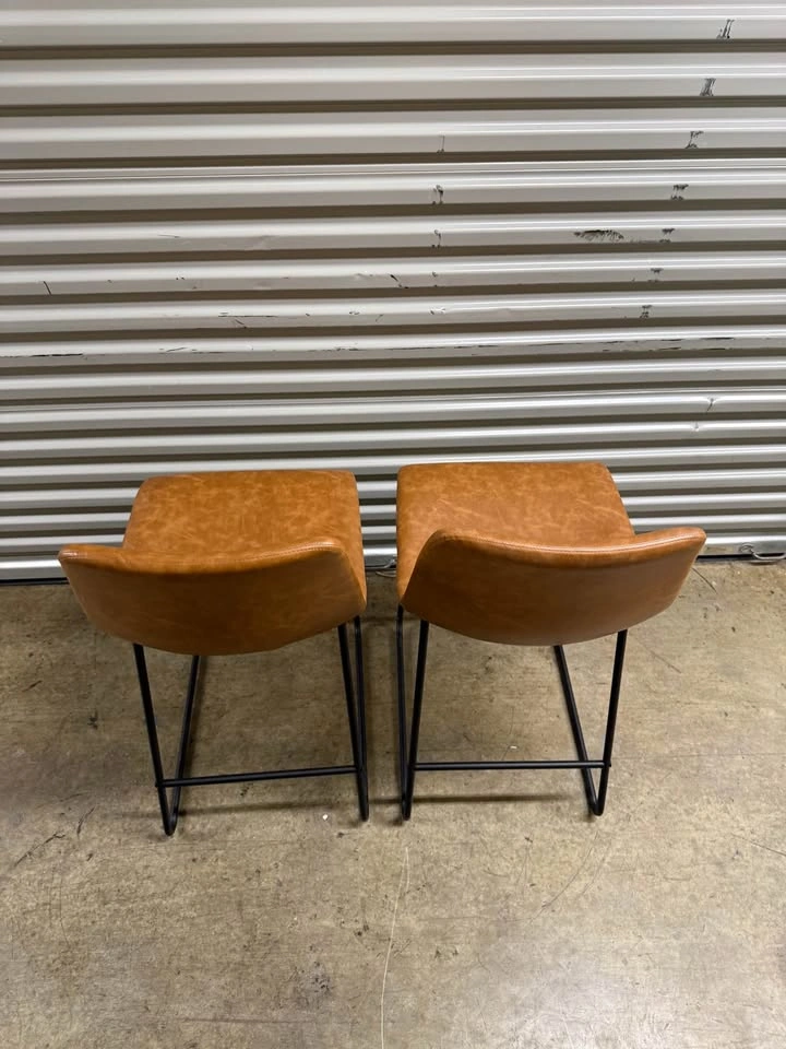 Faux Leather Counter Stools Set - photo 4