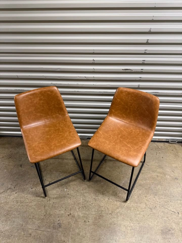 Faux Leather Counter Stools Set - photo 5
