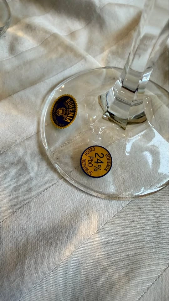 4 Bohemia Crystal glasses and 1 Cristal D'Arques-Durand Decanter - photo 5