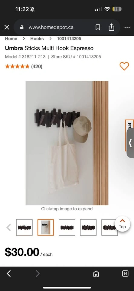 Umbra Sticks Multi Hook Espresso ($10 each) - photo 2