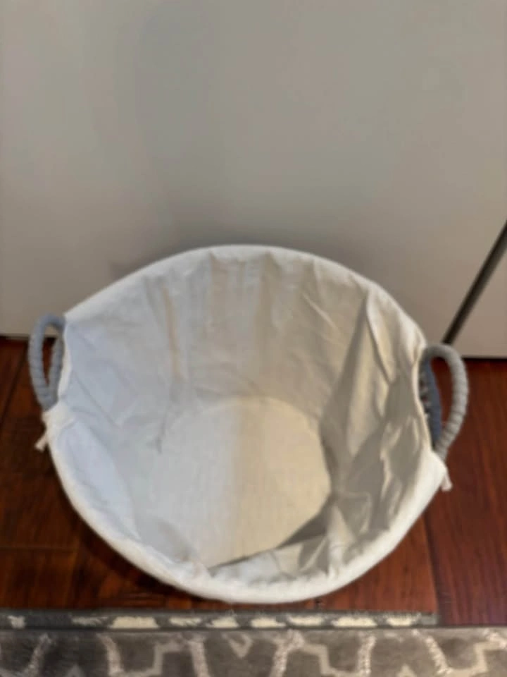 Gray Rope Storage Basket with White Cotton Lining - photo 3