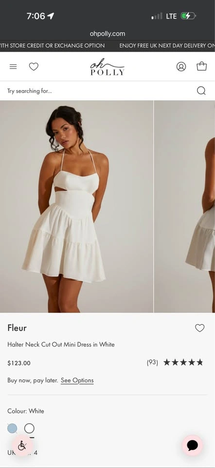BNWT Oh Polly Fleur Mini Dress White - size 2 US - photo 4