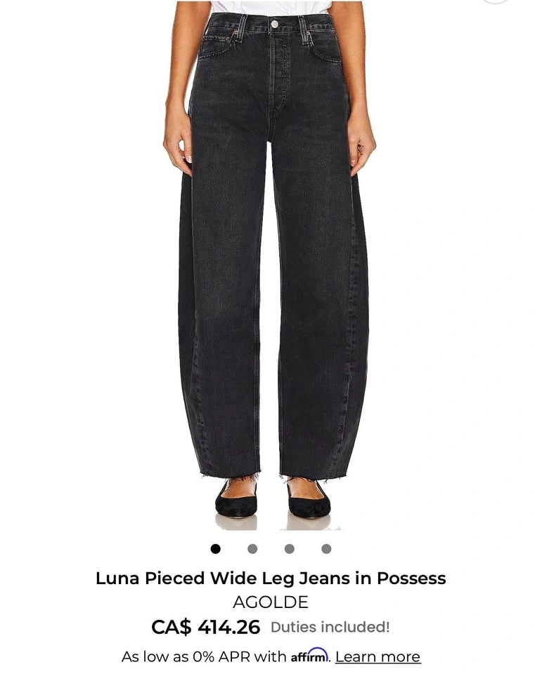 AGOLDE Luna Jeans Size 24 - Black/Dark Grey