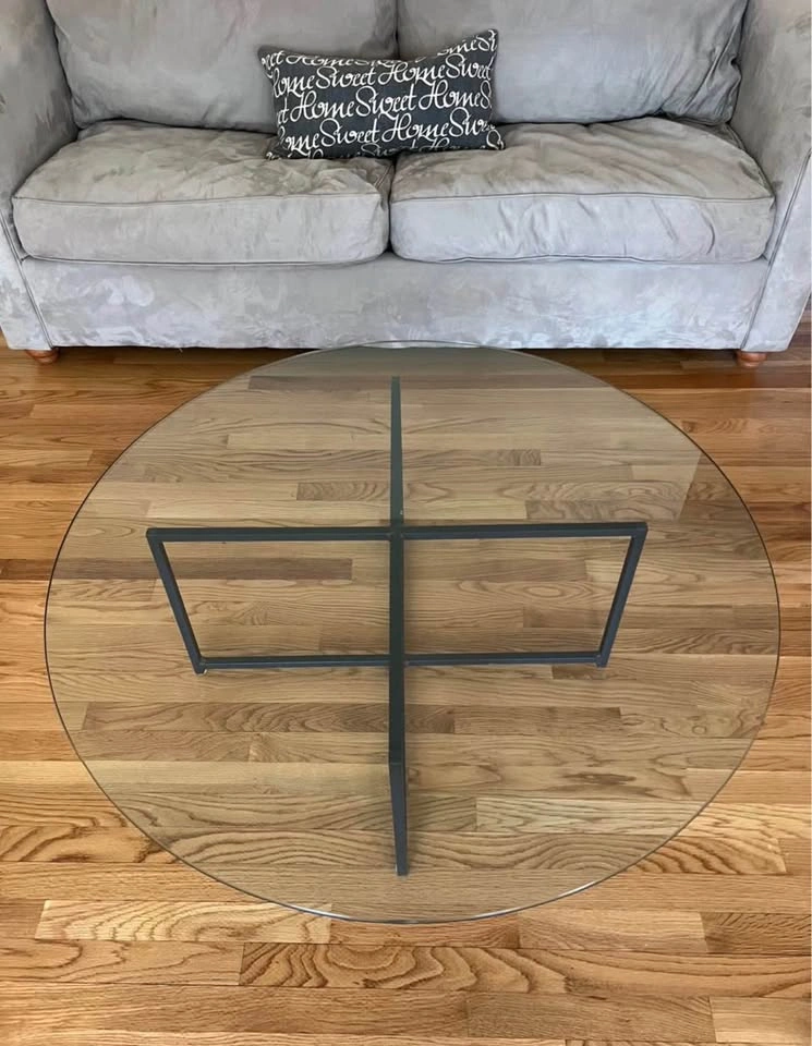 Room & Board Classic Glass Round Coffee Table - Black Iron - photo 4