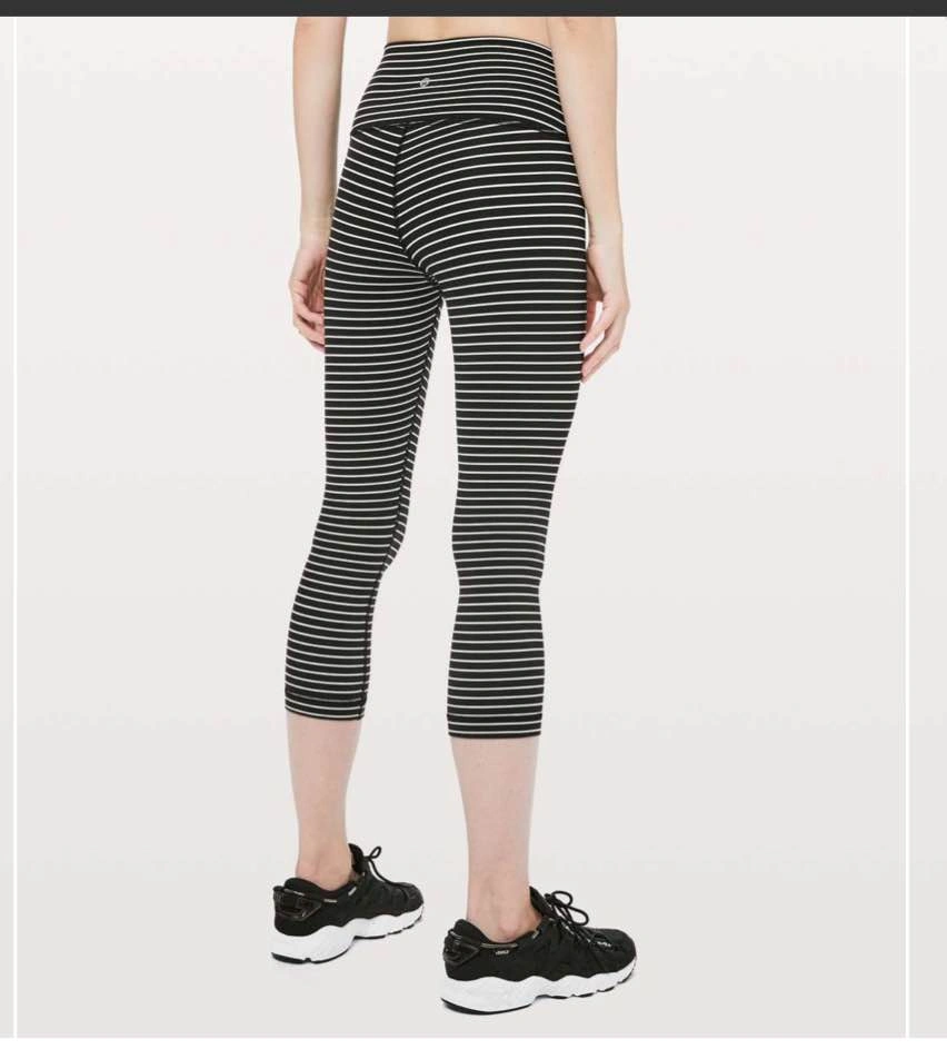 Lululemon Wunder Under Crop High Rise Size 4 Striped Leggings - photo 4