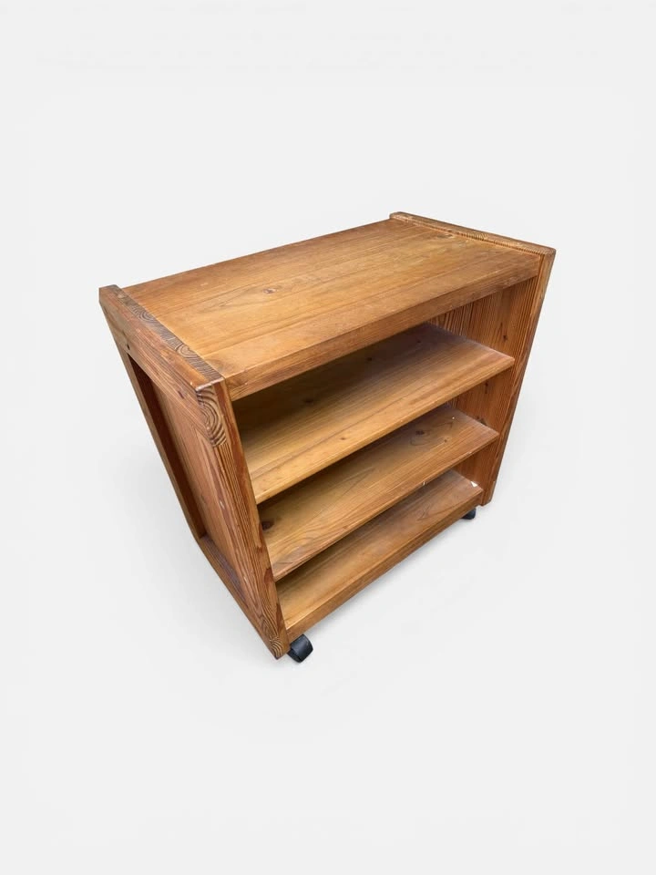 Craftsman Solid Oak Wood Rolling 3 Shelf Storage Cart - photo 2