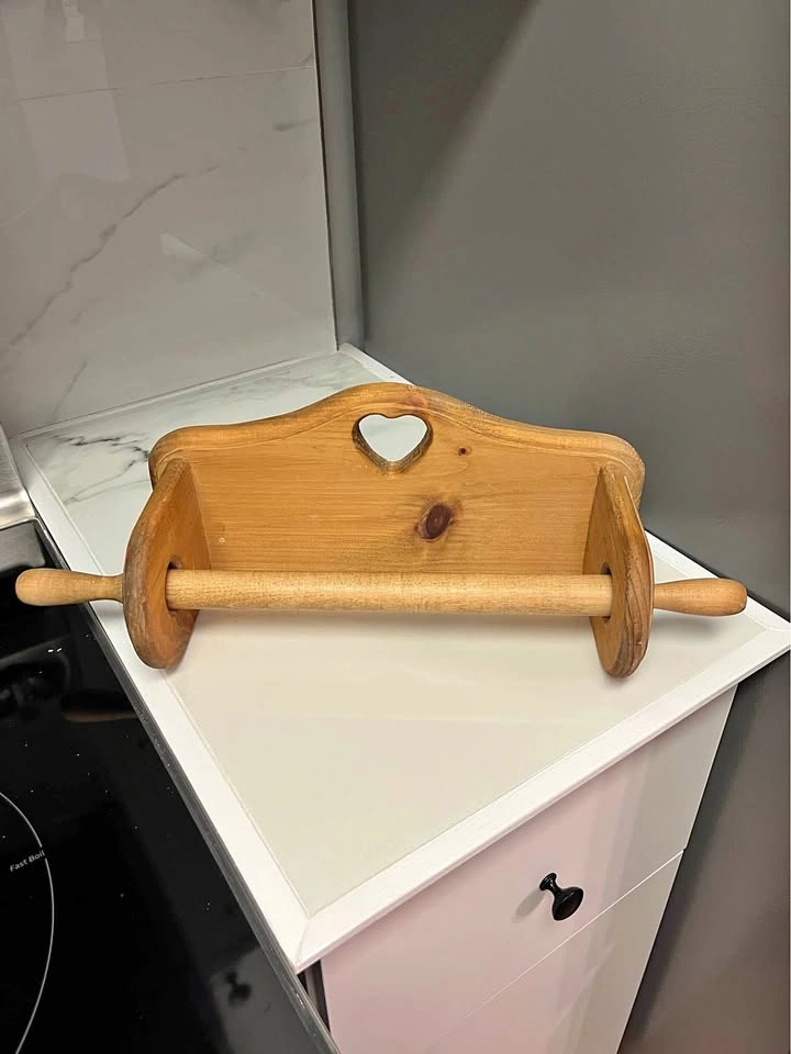 Wood Heart Paper Towel Holder