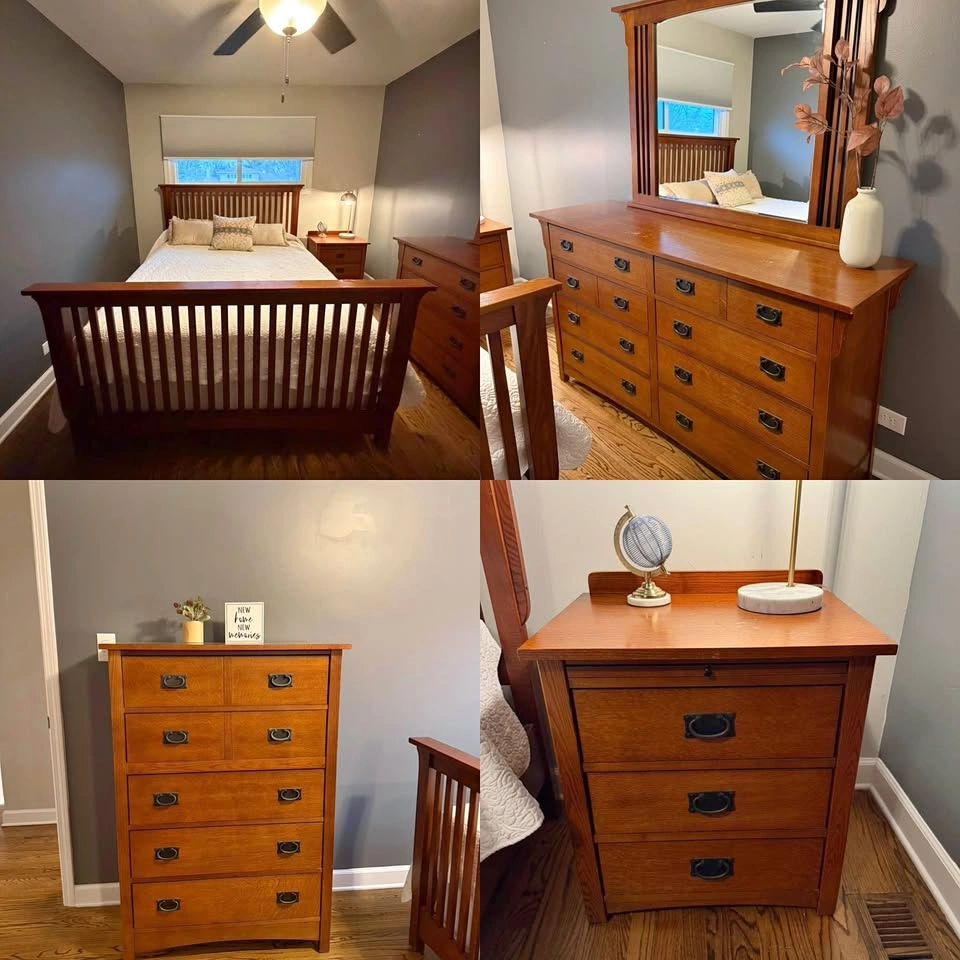 Bassett Furniture Mission Oak 4 pc Queen Bedroom Set