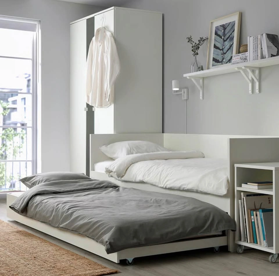 IKEA ODDA white twin trundle bed frame and mattresses LIKE NEW - photo 4